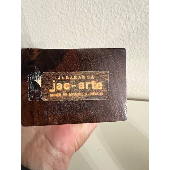 Hand-Carved Jacaranda Wood Figurine Sculpture By Jac-Arte Made In Brazil - Picture 4 of 4